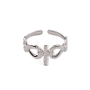 304 Stainless Steel Cross & Infinity Open Cuff Rings for Women RJEW-G285-11P-2