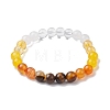 Natural & Synthetic Mixed Gemstone Round Beaded Stretch Bracelets for Women BJEW-JB11056-4