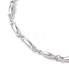 304 Stainless Steel Bar Link Chain Anklets AJEW-AN00602-01-3