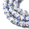 Handmade Flower Printed Porcelain Ceramic Beads Strands PORC-M007-10mm-05-5