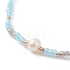 Natural Pearl & Glass Seed Beaded Stretch Bracelet for Women BJEW-JB09031-3