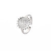 Non-Tarnish 304 Stainless Steel Flat Round with Initial Letter Open Cuff Ring for Men Women RJEW-S405-246P-F-3