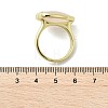 Heart Brass Natural Rose Quartz Finger Rings RJEW-D304-01G-B-3