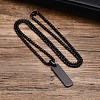 Blank Rectangle Stainless Steel Pendant Box Chain Necklaces for Men FS-WG55909-03-1