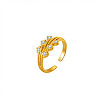 Adjustable 304 Stainless Steel & Crystal Rhinestone Cuff Open Rings for Women WG797F1-01-5