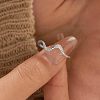 Wave Shaped 925 Sterling Silver Micro Pave Clear Cubic Zirconia Finger Rings FS-WG6021D-01-2
