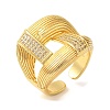 Double Layer Brass Micro Pave Cubic Zirconia Open Cuff Rings X-RJEW-U008-09G-1