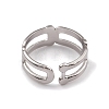 Non-Tarnish 304 Stainless Steel Hollow Out Oval Wrap Open Cuff Rings for Women RJEW-G285-51P-3