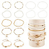 2 Bags Summer Beach Glass Seed Beaded & Natural Shell & Alloy Starfish Charm Anklet Sets AJEW-TA0003-69F-1