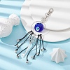 Key Alloy & Glass Evil Eye Pendants Decoraiton HJEW-JM01283-01-3