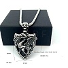 Vintage 304 Stainless Steel Skull Shield with Dragon Pendant Necklaces for Men IV2024-6