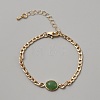 Natural Green Aventurine Oval Link Bracelet with Alloy Chains for Women BJEW-WH0026-04G-1