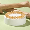 Natural Citrine Round Beads Stretch Bracelet BJEW-LS0001-09-5