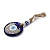 Flat Round with Evil Eye Lampwork Pendant Decoration HJEW-Z005-01A-2