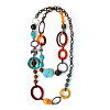 Bohemian Style Acrylic & Zinc Alloy Oval & Teardrop Handmade Link Chain Long Necklaces for Women FS-WG51811-01-5
