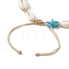 Natural Mixed Cowrie Shell with Synthetic Turquoise Beaded Anklets AJEW-AN00596-04-4