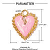 304 Stainless Steel with Pink Enamel Pendants SA-OY001-29G-2