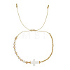 Adjustable Glass & Brass Beads Braided Bead Bracelets TB8315-1-1