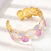304 Stainless Steel Enamel Flat Round Open Cuff Bangles for Women SA-CBA1A30-03A-G-2