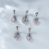 316L Surgical Stainless Steel Clear Cubic Zirconia Curved Barbell Belly Rings WG7644D-05-2