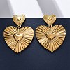 Heart 304 Stainless Steel Dangle Stud Earrings EJEW-Z109-03G-1