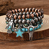 4Pcs Synthetic Turquoise & CCB & Wood Beaded Stretch Bracelets FS-WGC8DBE-11-1