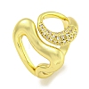 Rack Plating Brass Micro Pave Cubic Zirconia Heart & Teardrop Open Cuff Rings for Women RJEW-I104-05G-1