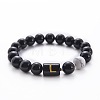 10MM Natural Black Onyx(Dyed & Heated) and Howlite Beaded Stretch Bracelets RH2290-12-1