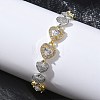 Heart Micro Pave Clear Cubic Zirconia Link Chain Bracelets for Women BJEW-C156-08B-GP-1