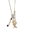 Vintage Alloy Fish Pendant Necklaces with Plastic & Glass Beads Tassel WG3AD88-01-3