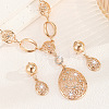 Alloy Rhinestone Teardrop Stud Earrings & Pendant Necklaces Sets WG8A7F2-01-4