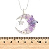 Natural Amethyst Wire Wrapped Moon with Acrylic Butterfly Pendant 304 Stainless Steel Ball Chain Necklaces NJEW-TA00266-02-4