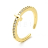 Clear Cubic Zirconia Initial Letter Open Cuff Ring RJEW-H120-09G-J-1