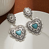 Dangle Stud Earrings Alloy & Synthetic Turquoise Dangle Stud Earrings FS-WGCE263-02-1