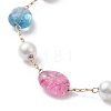 Natural Mixed Gemstone Nuggets & Glass Pearl Beaded Bracelet BJEW-JB09348-2