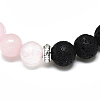 Natural Rose Quartz Beads Stretch Bracelets BJEW-R309-02-A05-2