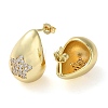 Teardrop with Star Brass Micro Pave Clear Cubic Zirconia Stud Earrings EJEW-A034-03G-2