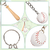 12Pcs Mini Baseball PU Leather Pendant Keychain with Wood Baseball Bat DIY-SP0001-51A-6
