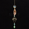 Natural Red Agate Piece & Metal Evil Eye Moon Hanging Ornaments PW-WG66301-06-1