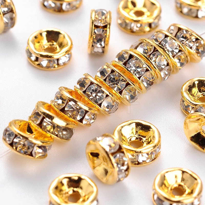 Brass Rhinestone Spacer Beads - mybeadsfindings.com