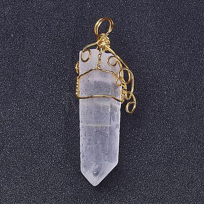 Natural Quartz Crystal Big Pointed Pendants G-P253-01-1