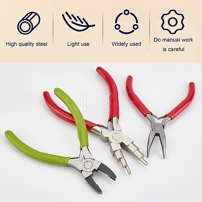 Carbon Steel Jewelry Pliers Kit TOOL-WH0121-66-1