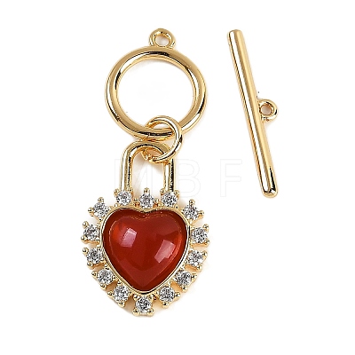 Natural Carnelian Toggle Clasps KK-P283-39G-1