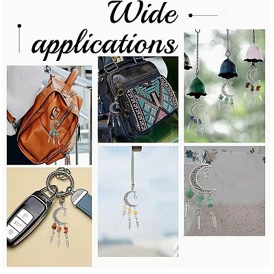 7Pcs Natural & Synthetic Gemstone Moon Pendant Decorations PALLOY-FS00062-1