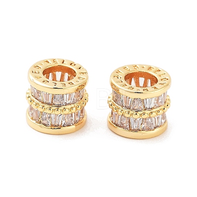 Column Brass Micro Pave Clear Cubic Zirconia Beads KK-S394-05A-1