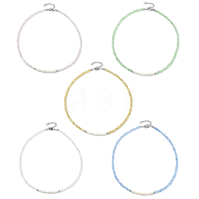 Natural Cultured Freshwater Pearl & Glass Beaded Necklaces for Women NJEW-JN06080-1