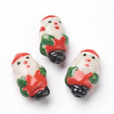 Handmade Porcelain Christmas Santa Claus Beads Strands PORC-G006-18-1