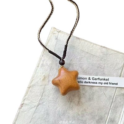 Wood Pendant Adjustable Cotton Cord Long Necklaces for Women WG65FA5-03-1