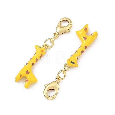 Giraffe Brass Enamel Pendant Decorations KK-B198-02G-1