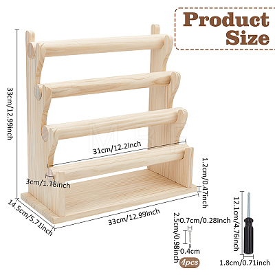 4-Tier Assembled Wood Bracelets/Bangles Display Riser Stands BDIS-WH0008-15-1